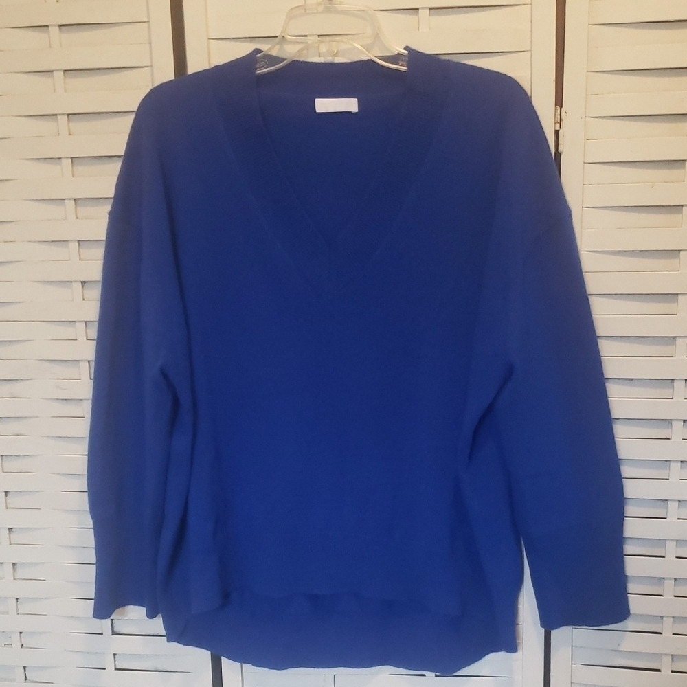 Sablyn Blue V-Neck Womens Oversized Sweater Size XS